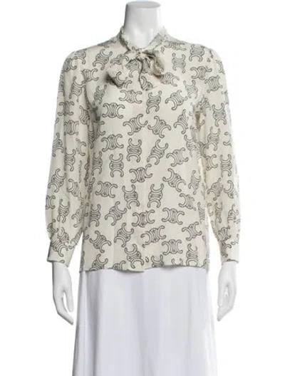 Pre-owned Celine Silk Printed Blouse In Neutral