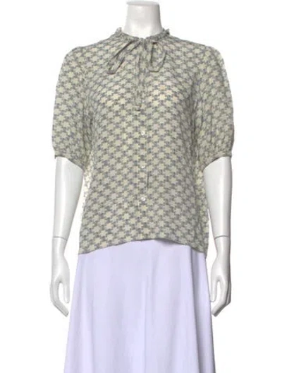 Pre-owned Celine Silk Printed Blouse In Neutrals