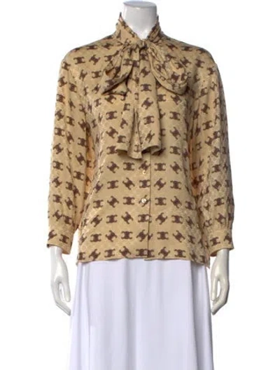 Pre-owned Celine Silk Printed Blouse In Neutrals