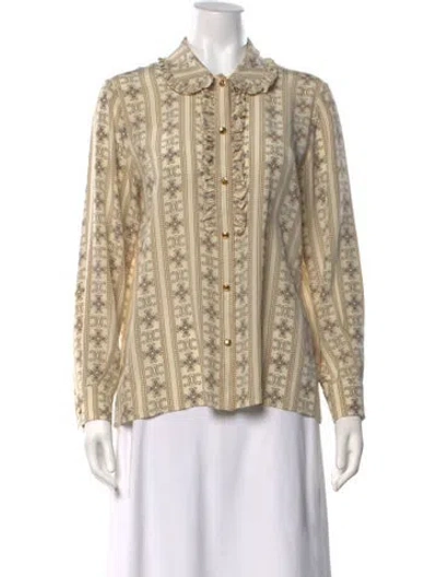 Pre-owned Celine Silk Printed Blouse In Neutrals