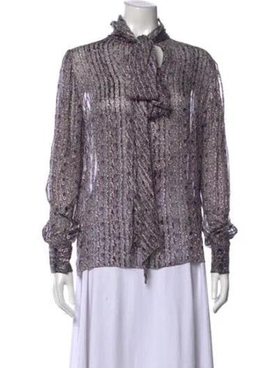 Pre-owned Celine Silk Printed Blouse In Purple