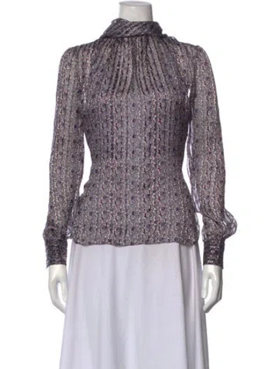 Pre-owned Celine Silk Printed Blouse In Purple