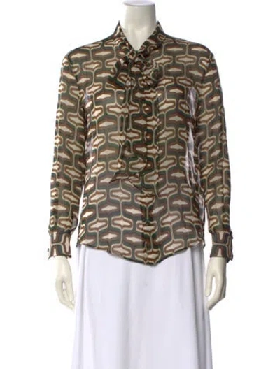 Pre-owned Celine Silk Printed Button-up Top In Multi