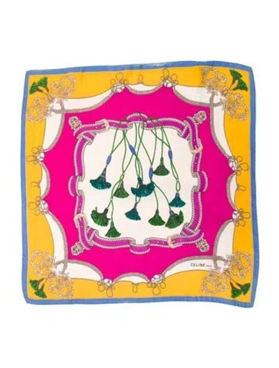 Pre-owned Celine Silk Printed Scarf In Blue