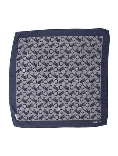 Pre-owned Celine Silk Printed Scarf In Blue