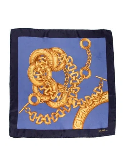 Pre-owned Celine Silk Printed Scarf In Blue