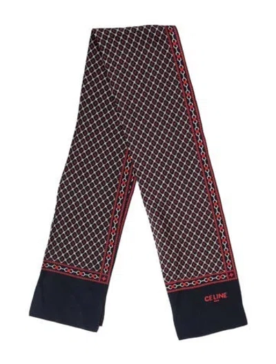 Pre-owned Celine Silk Printed Scarf In Blue