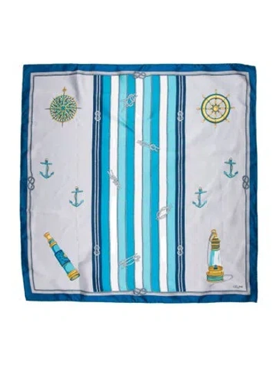Pre-owned Celine Silk Printed Scarf In Blue