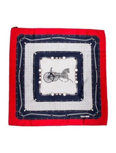 Pre-owned Celine Silk Printed Scarf In Blue