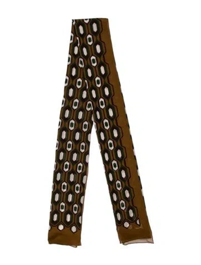 Pre-owned Celine Silk Printed Scarf In Brown