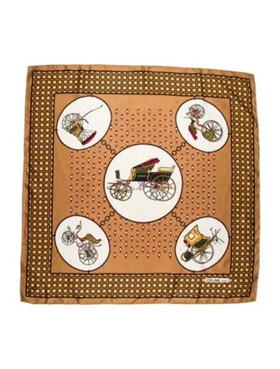Pre-owned Celine Silk Printed Scarf In Neutral