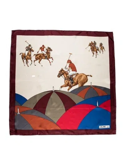 Pre-owned Celine Silk Printed Scarf In Neutral