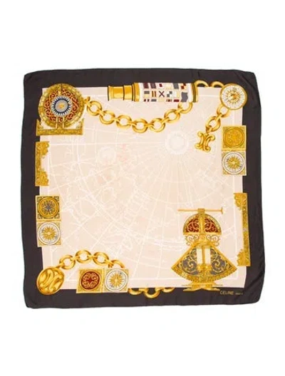 Pre-owned Celine Silk Printed Scarf In Neutrals