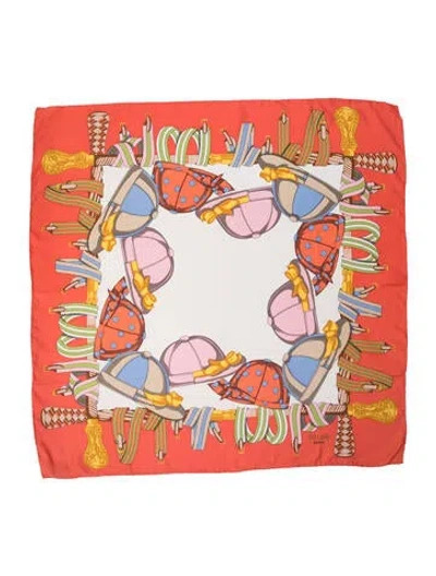 Pre-owned Celine Silk Printed Scarf In Pink