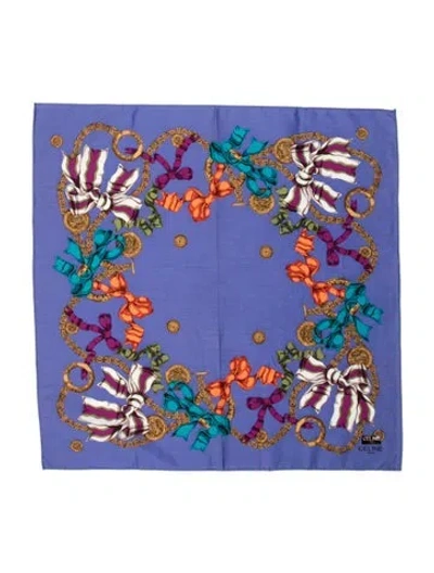 Pre-owned Celine Silk Printed Scarf In Purple