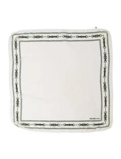 Pre-owned Celine Silk Printed Scarf In White