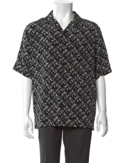 Pre-owned Celine Silk Printed Shirt W/ Tags In Black