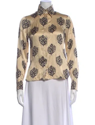 Pre-owned Celine Silk Printed Top In Neutral