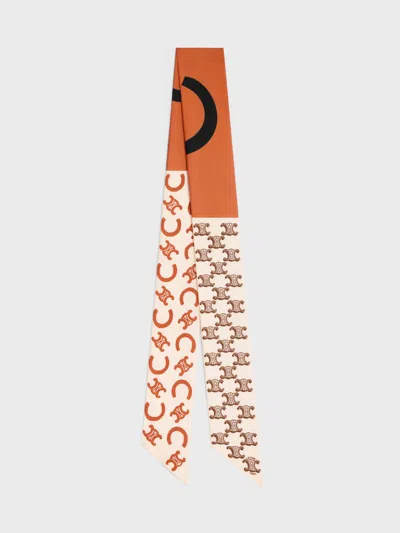 Celine Silk Scarf With Logo In Neutral