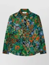 Celine Silk Shirt Collar Floral Pattern Lightweight In Multi
