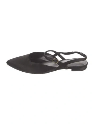 Pre-owned Celine Silk Slingback Flats In Black