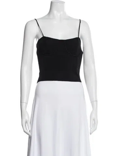 Pre-owned Celine Silk Square Neckline Crop Top In Black