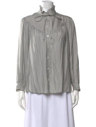 Pre-owned Celine Silk Striped Blouse In Grey