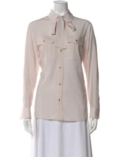Pre-owned Celine Silk Striped Blouse In Neutral