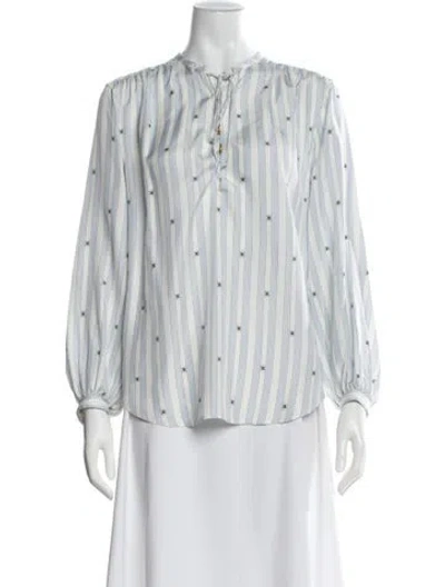 Pre-owned Celine Silk Striped Blouse In White