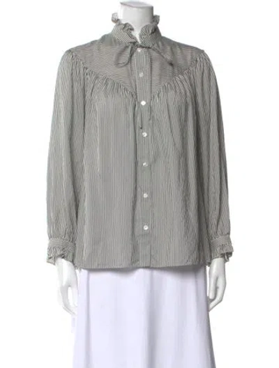 Pre-owned Celine Silk Striped Blouse In White