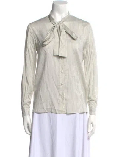 Pre-owned Celine Silk Striped Button-up Top In Neutral