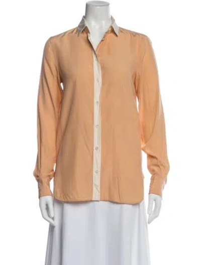 Pre-owned Celine Silk Striped Polo In Neutral