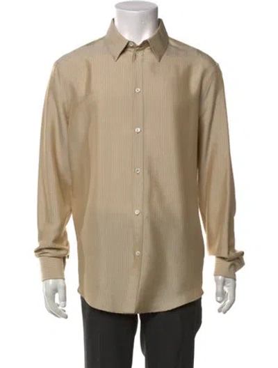 Pre-owned Celine Silk Striped Shirt In Brown