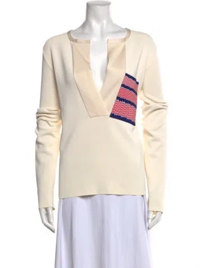 Pre-owned Celine Silk Striped Top In Neutral