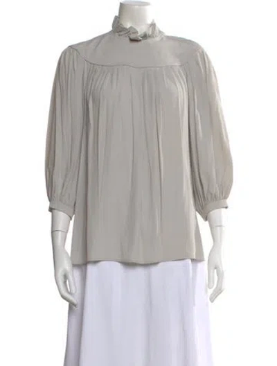 Pre-owned Celine Silk Three-quarter Sleeve Blouse In Gray