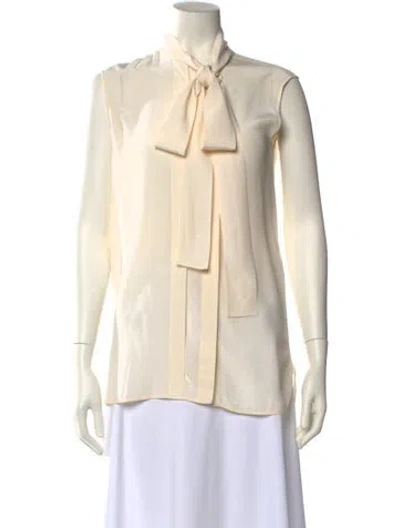 Pre-owned Celine Silk Tie Neck Blouse In Neutral