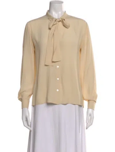 Pre-owned Celine Silk Tie Neck Blouse In Neutral