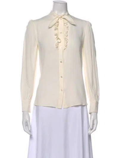 Pre-owned Celine Silk Tie Neck Blouse In Neutral