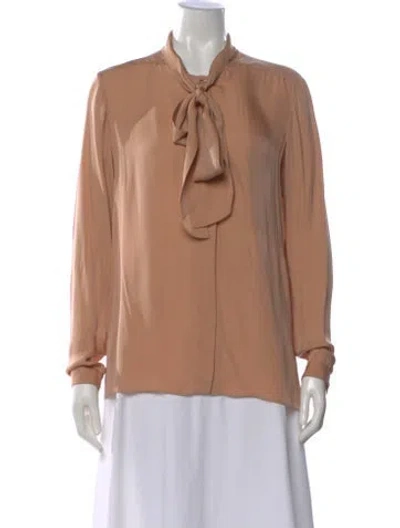 Pre-owned Celine Silk Tie Neck Blouse In Neutrals