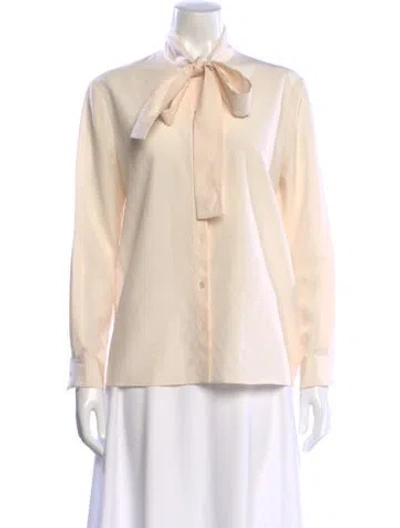 Pre-owned Celine Silk Tie Neck Blouse In Neutrals