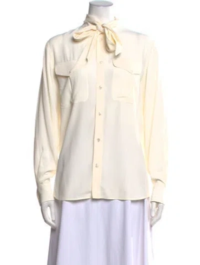 Pre-owned Celine Silk Tie Neck Blouse In Neutrals