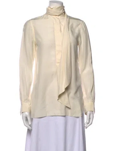Pre-owned Celine Silk Tie Neck Blouse In Neutrals