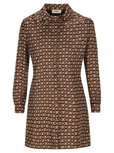 Celine Long-sleeved Dress In Multicolor