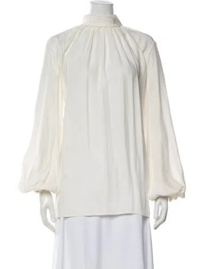 Pre-owned Celine Silk Turtleneck Blouse In White