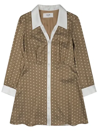 Celine Mid Length Coat Flared Cut Pattern In Brown