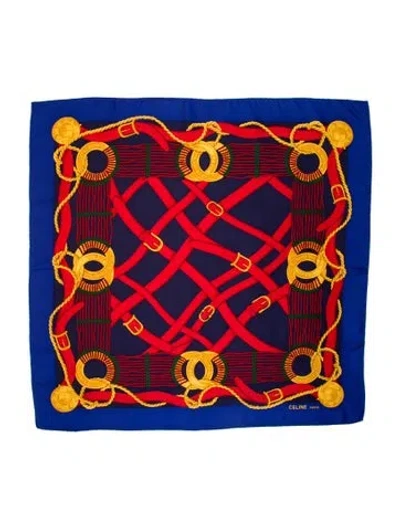 Pre-owned Celine Silk Vintage Scarf In Blue