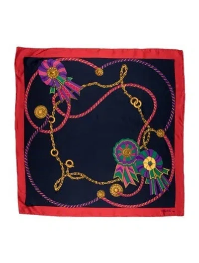 Pre-owned Celine Silk Vintage Scarf In Blue