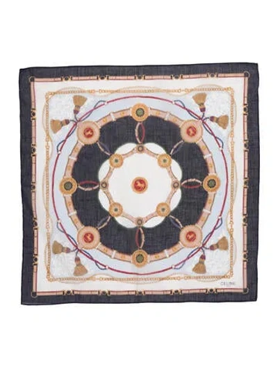 Pre-owned Celine Silk Vintage Scarf In Blue