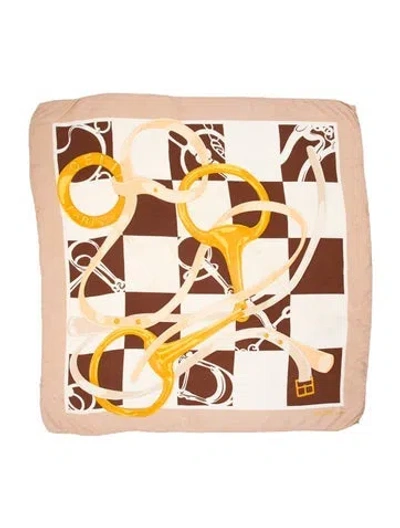 Pre-owned Celine Silk Vintage Scarf In Brown