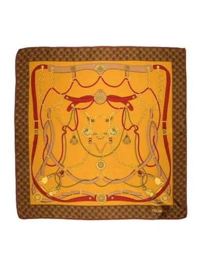 Pre-owned Celine Silk Vintage Scarf In Brown